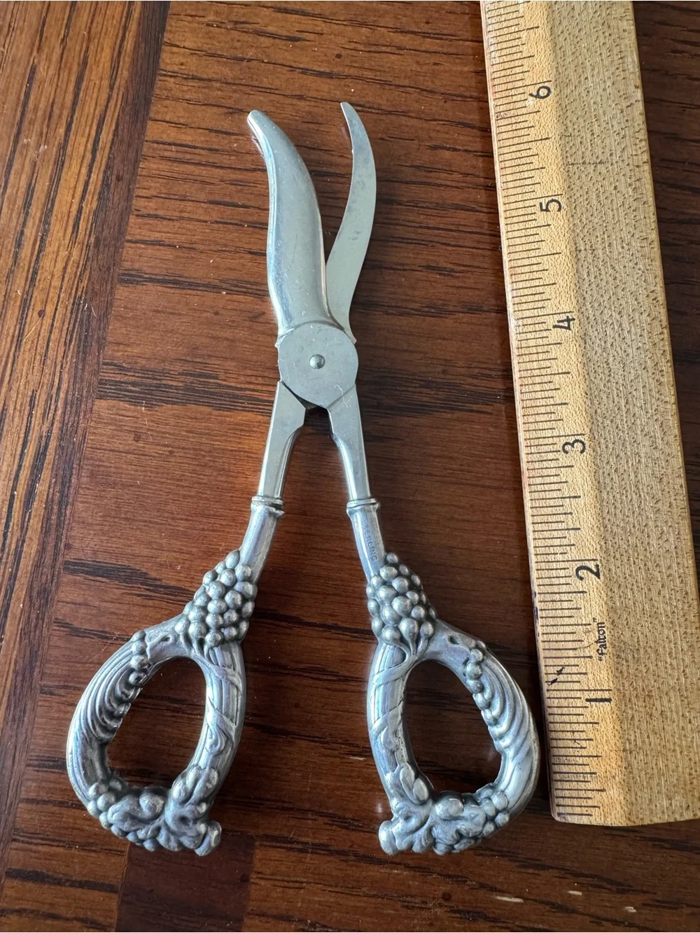 Antique Sterling Silver Grape Shears Handles Fancy Italy Scissors